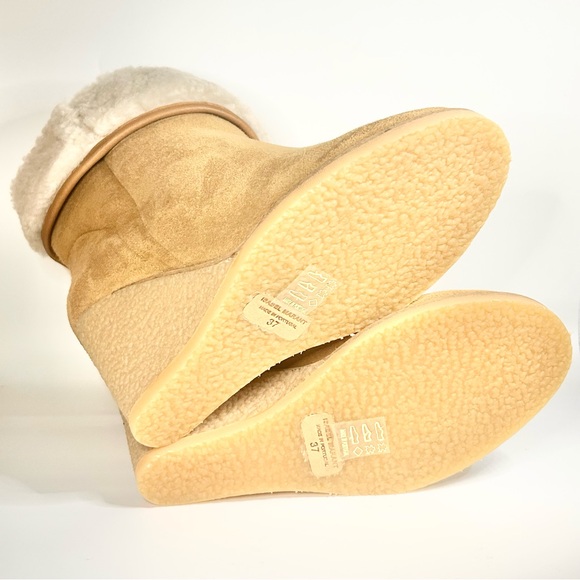 New Isabel Marant Tan Totam Shearling Wedge Boots Size 37EU/7US - Picture 5 of 8